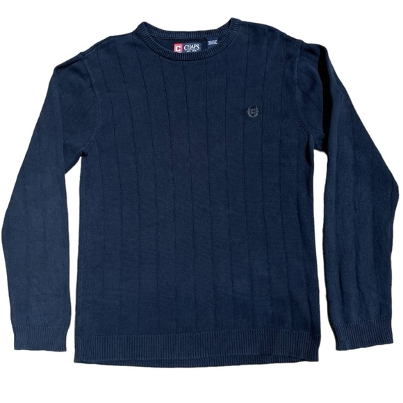 Navy Blue Chaps Crew Neck Knitted Sweater (M) - Picture 4 of 8